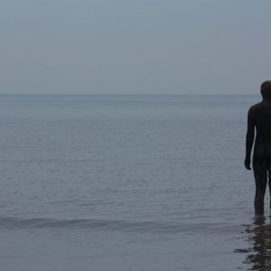 Crosby Beach in the Mist (16 × 12 inches)